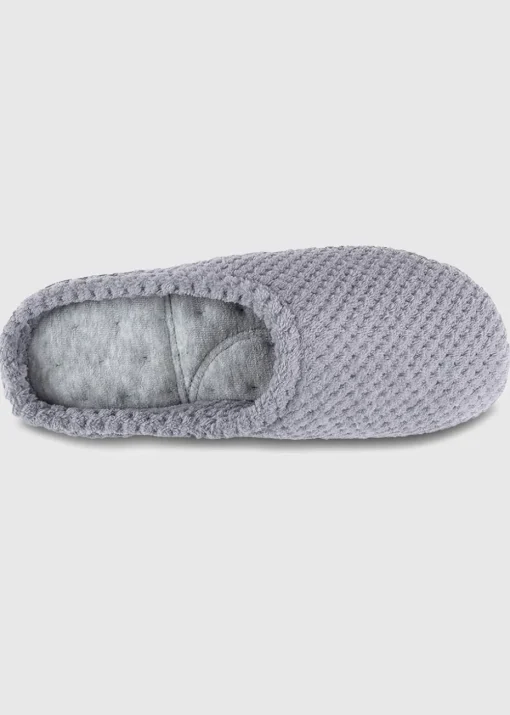 Totes Isotoner Grey Popcorn Terry Mule Slippers