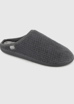 Totes Isotoner Grey Swept Back Popcorn Mule Slipper
