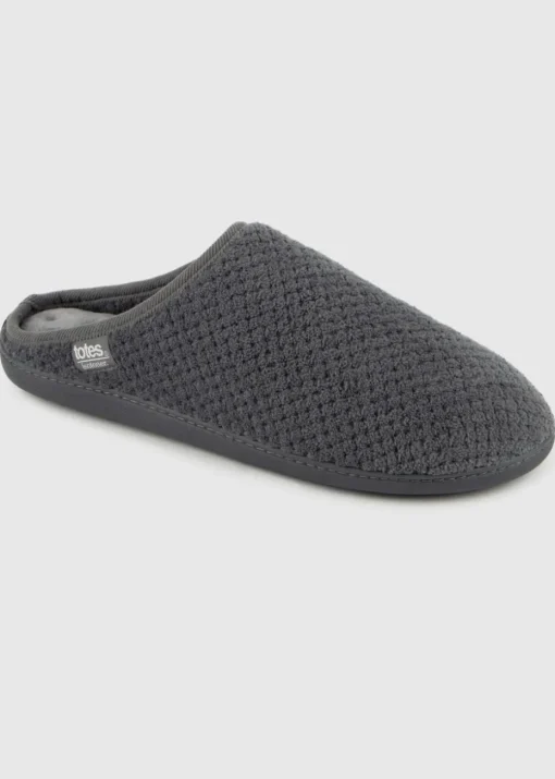 Totes Isotoner Grey Swept Back Popcorn Mule Slipper