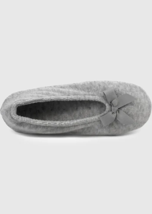 Totes Isotoner Grey Terry Ballerina Slippers