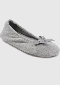 Totes Isotoner Grey Terry Ballerina Slippers