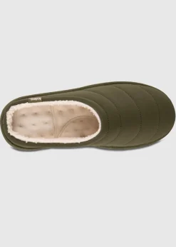 Totes Isotoner Khaki Sport Quilted Mule Slipper With Cosy Lining