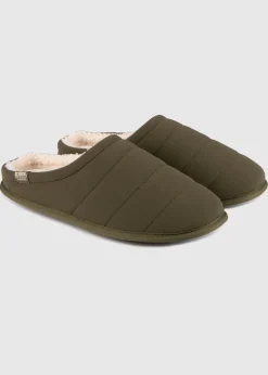 Totes Isotoner Khaki Sport Quilted Mule Slipper With Cosy Lining