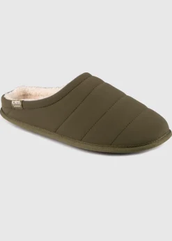 Totes Isotoner Khaki Sport Quilted Mule Slipper With Cosy Lining