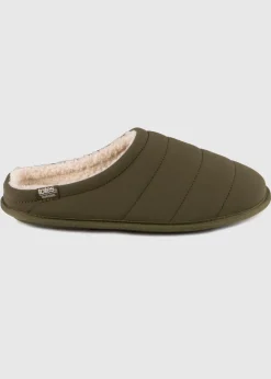 Totes Isotoner Khaki Sport Quilted Mule Slipper With Cosy Lining