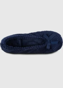 Totes Isotoner Navy Ladies Popcorn Ballet Slippers