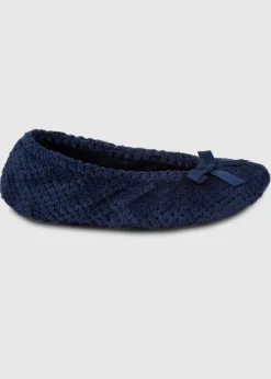 Totes Isotoner Navy Ladies Popcorn Ballet Slippers