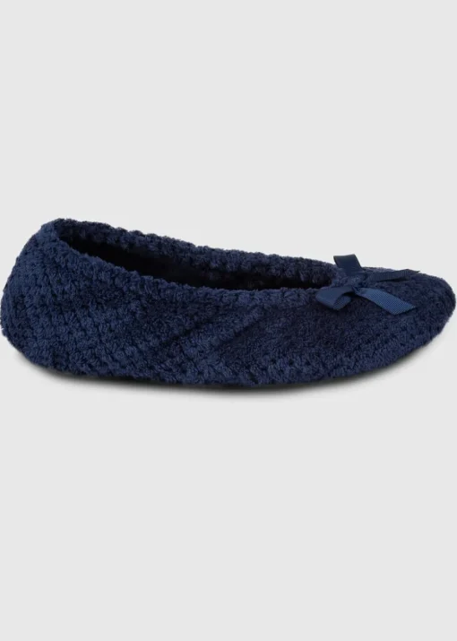 Totes Isotoner Navy Ladies Popcorn Ballet Slippers