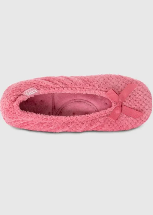 Totes Isotoner Pink Popcorn Terry Ballet Slippers