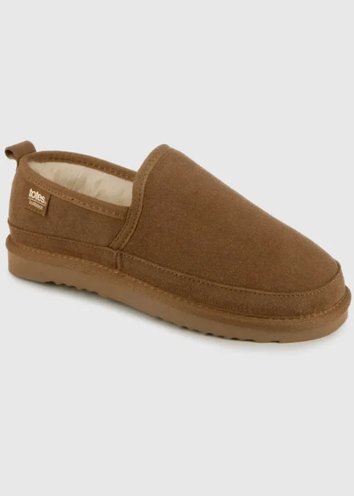 Totes Isotoner Tan Real Suede Full Back Slipper
