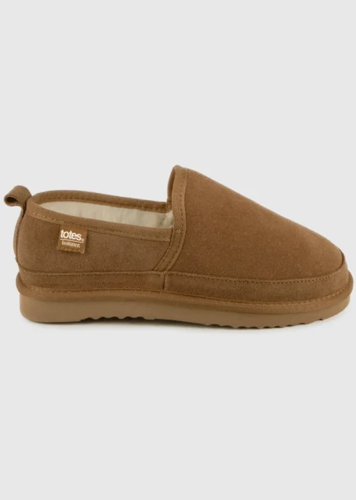 Totes Isotoner Tan Real Suede Full Back Slipper