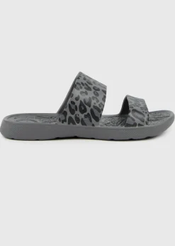 Totes Solbounce Grey Leopard Double Strap Slide