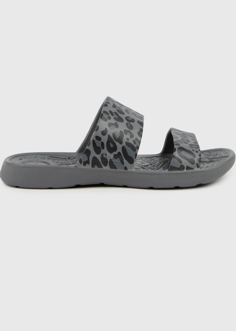 Totes Solbounce Grey Leopard Double Strap Slide