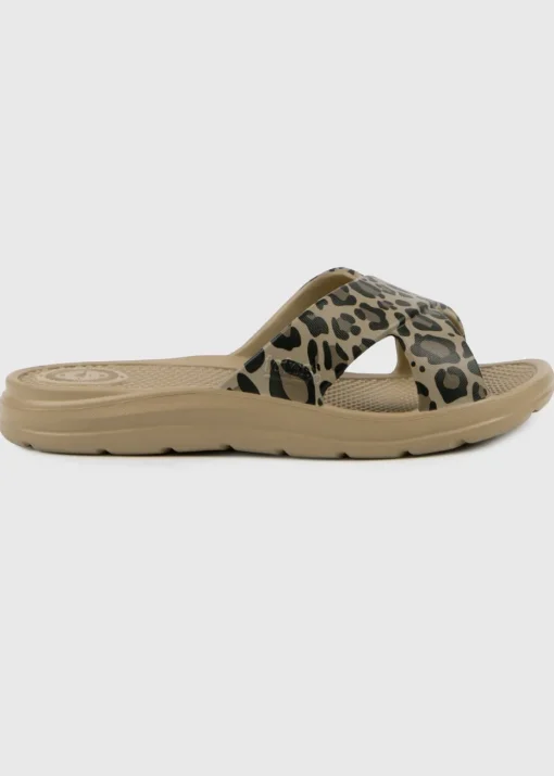 Totes Solbounce Leopard Cross Slide