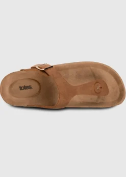 Totes Tan PU Buckle Toe Post