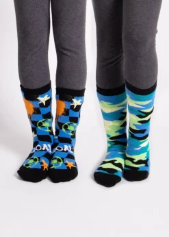 Totes Toasties Black Kids Original Slipper-Sox (Twin Pack)
