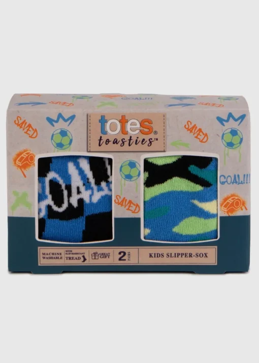 Totes Toasties Black Kids Original Slipper-Sox (Twin Pack)