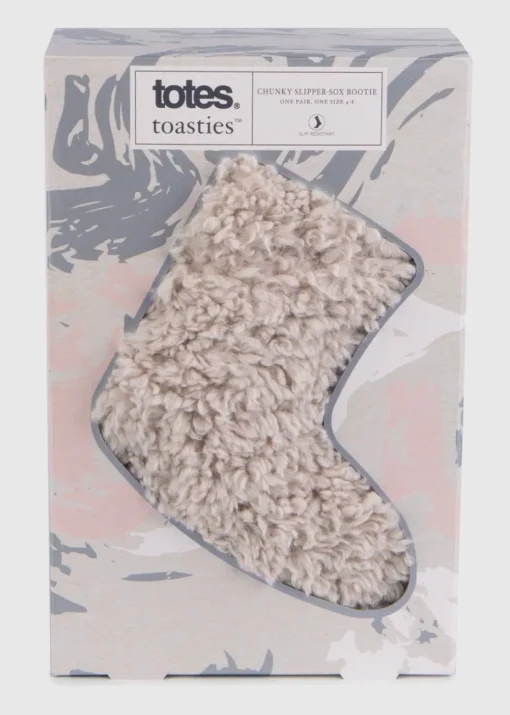 Totes Toasties Cream Ladies Faux Fur Bootie Slipper Socks