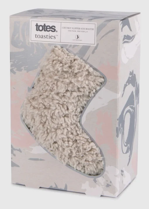 Totes Toasties Cream Ladies Faux Fur Bootie Slipper Socks