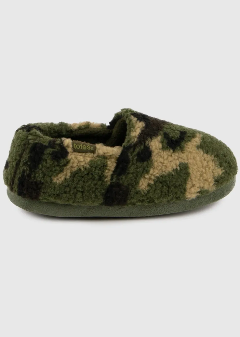 Totes Toasties Green Boys Short Full Back Slippers