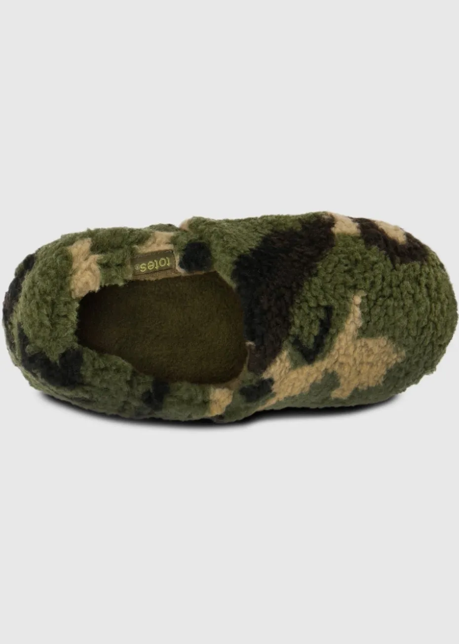 Totes Toasties Green Boys Short Full Back Slippers
