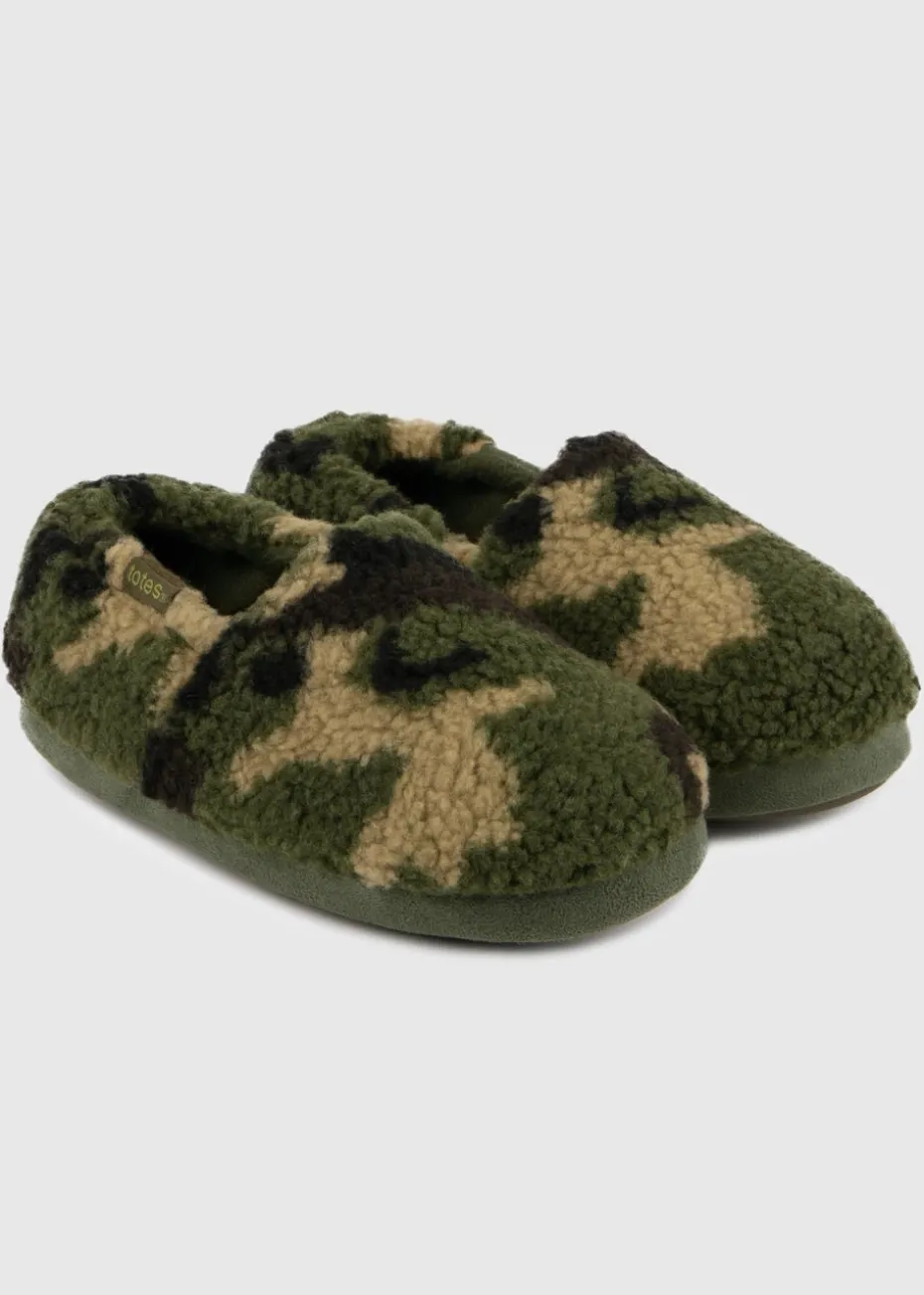 Totes Toasties Green Boys Short Full Back Slippers
