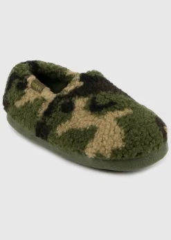Totes Toasties Green Boys Short Full Back Slippers