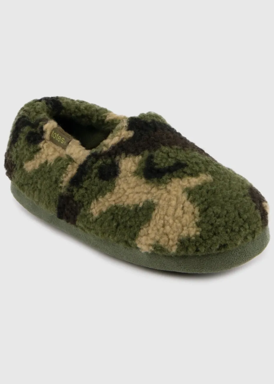 Totes Toasties Green Boys Short Full Back Slippers