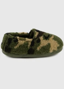 Totes Toasties Green Boys Short Full Back Slippers