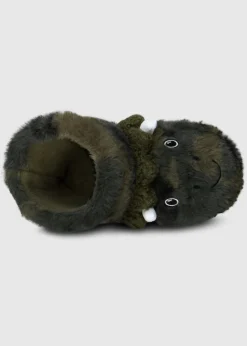 Totes Toasties Green Kids Dino Boot Slippers