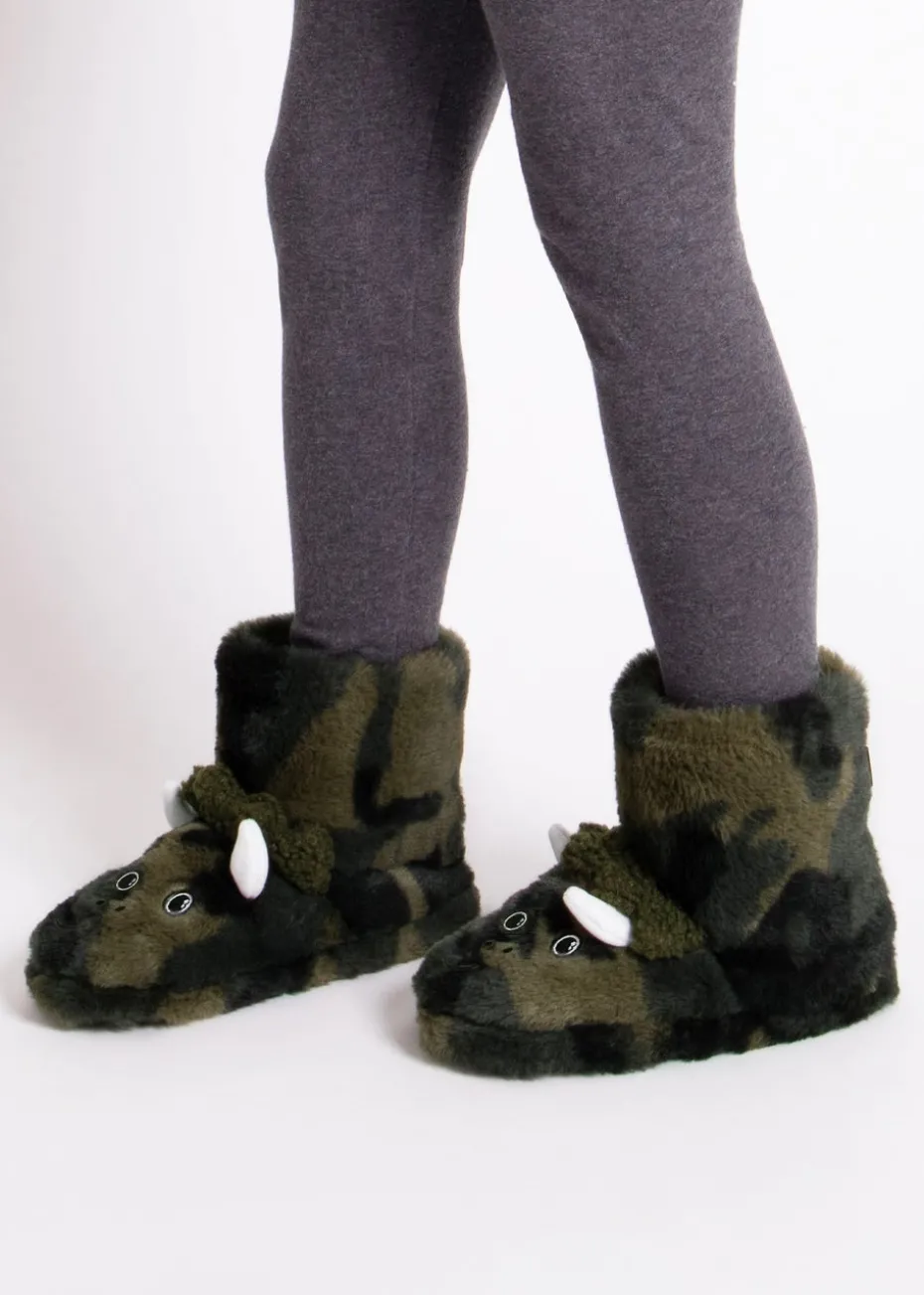 Totes Toasties Green Kids Dino Boot Slippers