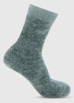 Totes Toasties Green Ladies Chenille Supersoft Bed Socks (Twin Pack)