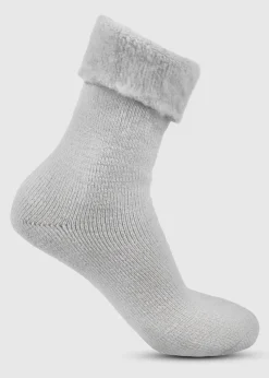 Totes Toasties Grey Ladies Thermal Brushed Bed Sock