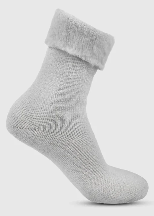 Totes Toasties Grey Ladies Thermal Brushed Bed Sock