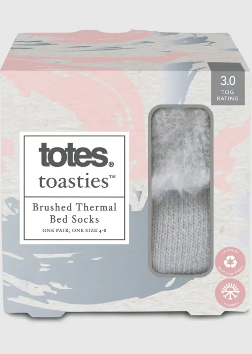 Totes Toasties Grey Ladies Thermal Brushed Bed Sock