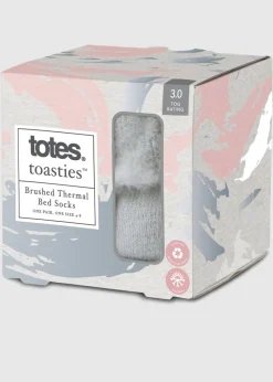 Totes Toasties Grey Ladies Thermal Brushed Bed Sock