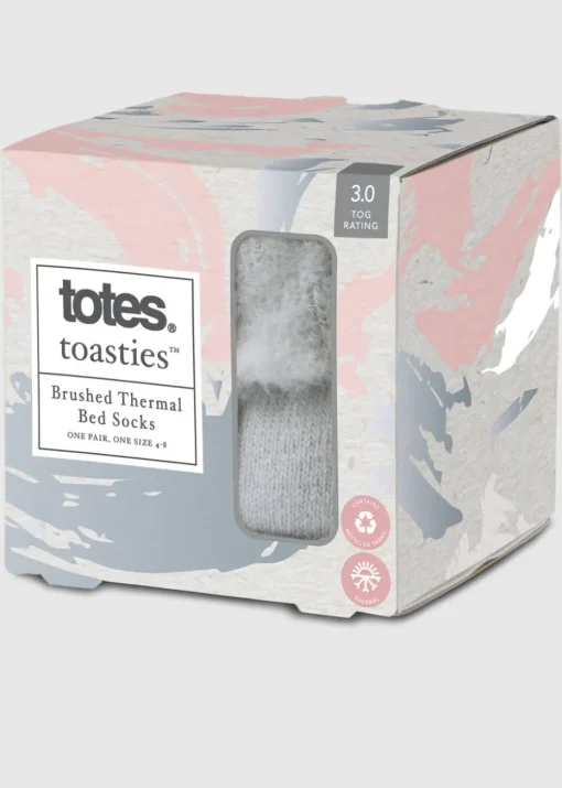 Totes Toasties Grey Ladies Thermal Brushed Bed Sock