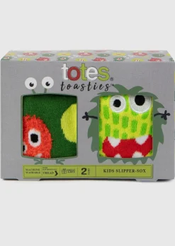 Totes Toasties Multi Childrens Original Slipper Socks (Twin Pack)