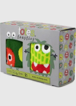 Totes Toasties Multi Childrens Original Slipper Socks (Twin Pack)