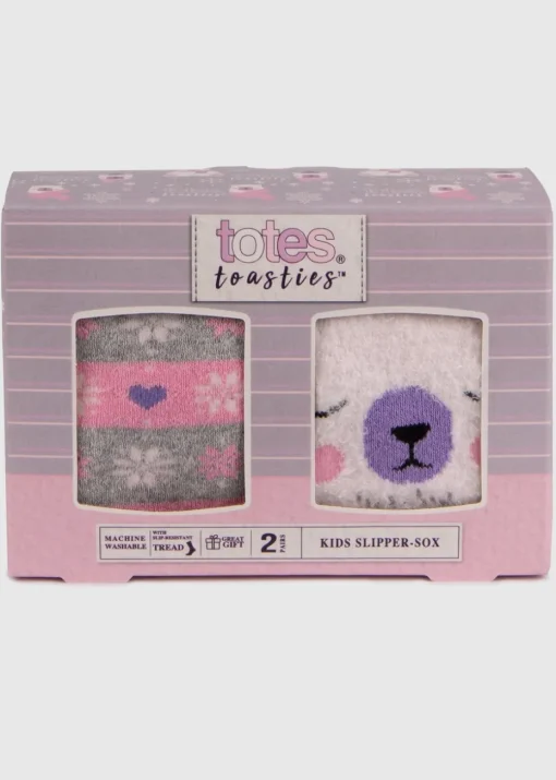 Totes Toasties Purple Childrens Original Slipper-Sox (Twin Pack)