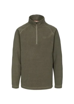 Trespass Grey Green Keynote Anti Pilling 1/4 Zip Fleece Top
