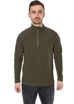 Trespass Grey Green Keynote Anti Pilling 1/4 Zip Fleece Top