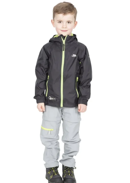 Trespass Kids Black Qikpac Waterproof Packaway Jacket (2-12yrs)