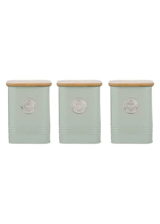 Typhoon Living Squircle Set of 3 Tea, Coffee, Sugar Storage Canisters (1.3 ltr)