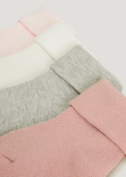 Unisex 4 Pack Pink Terry Tot Baby Socks (Newborn-12mths)