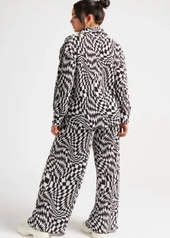 Urban Bliss Black Geometric Plisse Oversized Shirt