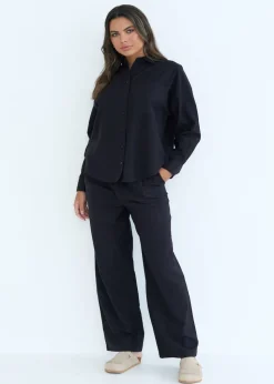 Urban Bliss Black Linen Blend Oversized Shirt