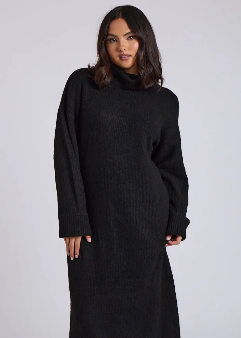 Urban Bliss Black Midi Roll Neck Dress