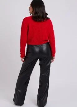 Urban Bliss Black PU Wide Leg Trouser