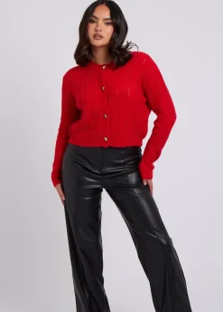 Urban Bliss Black PU Wide Leg Trouser